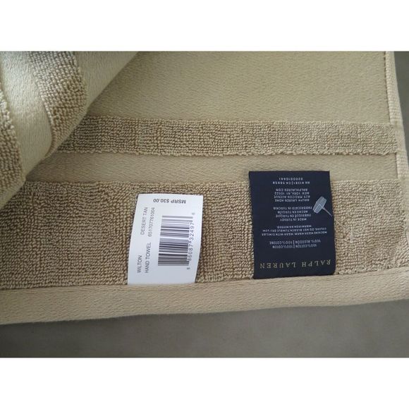 Ralph Lauren Wilton 16" x 32.5" Desert Tan 100% Cotton Hand Towel - Picture 3 of 7